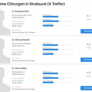 Auswahl Fachärzte Allgemeinchirurgie Stralsund; Kontaktinfo unter qimeda.de 